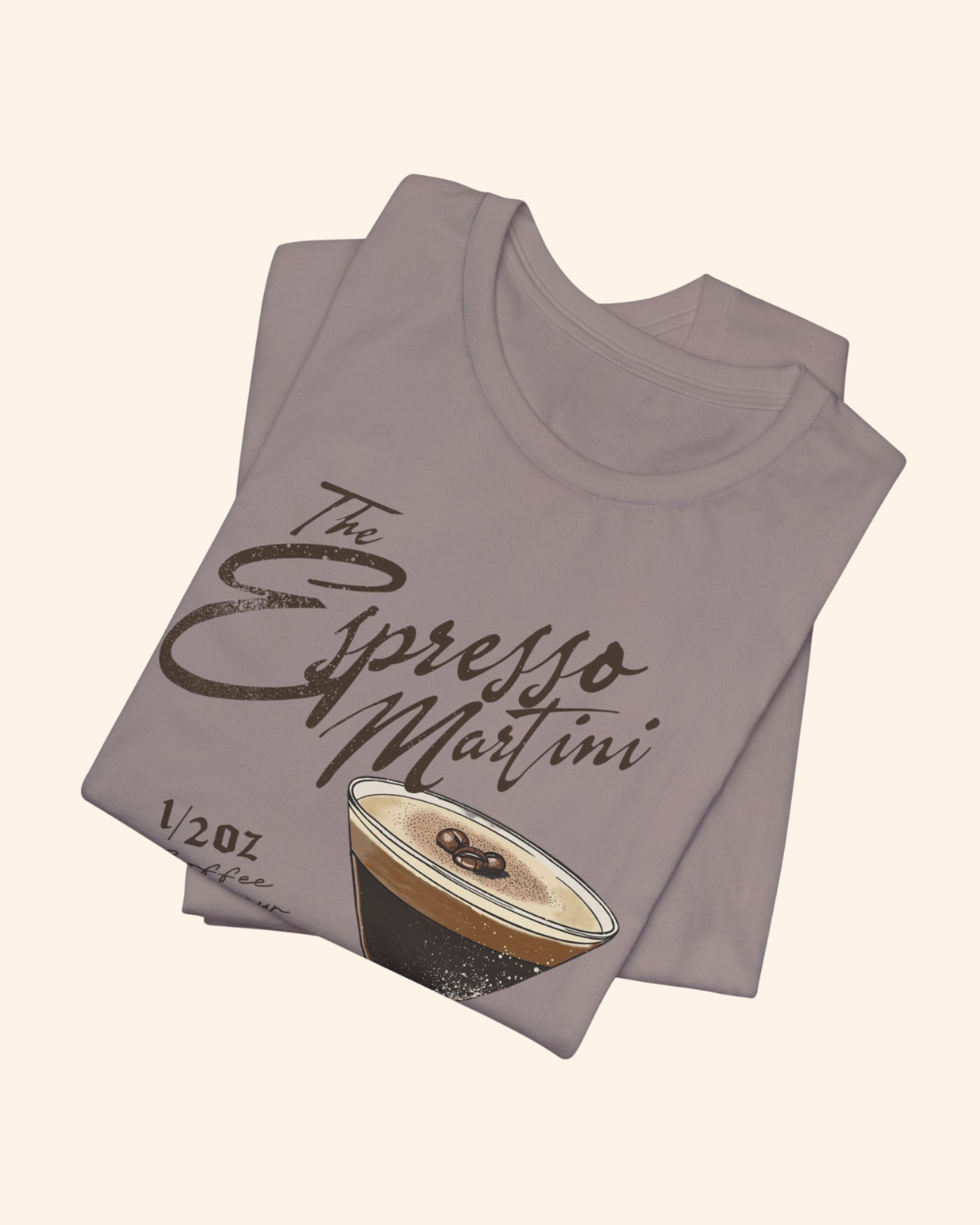 Espresso martini graphic t-shirt with vintage cocktail recipe artwork