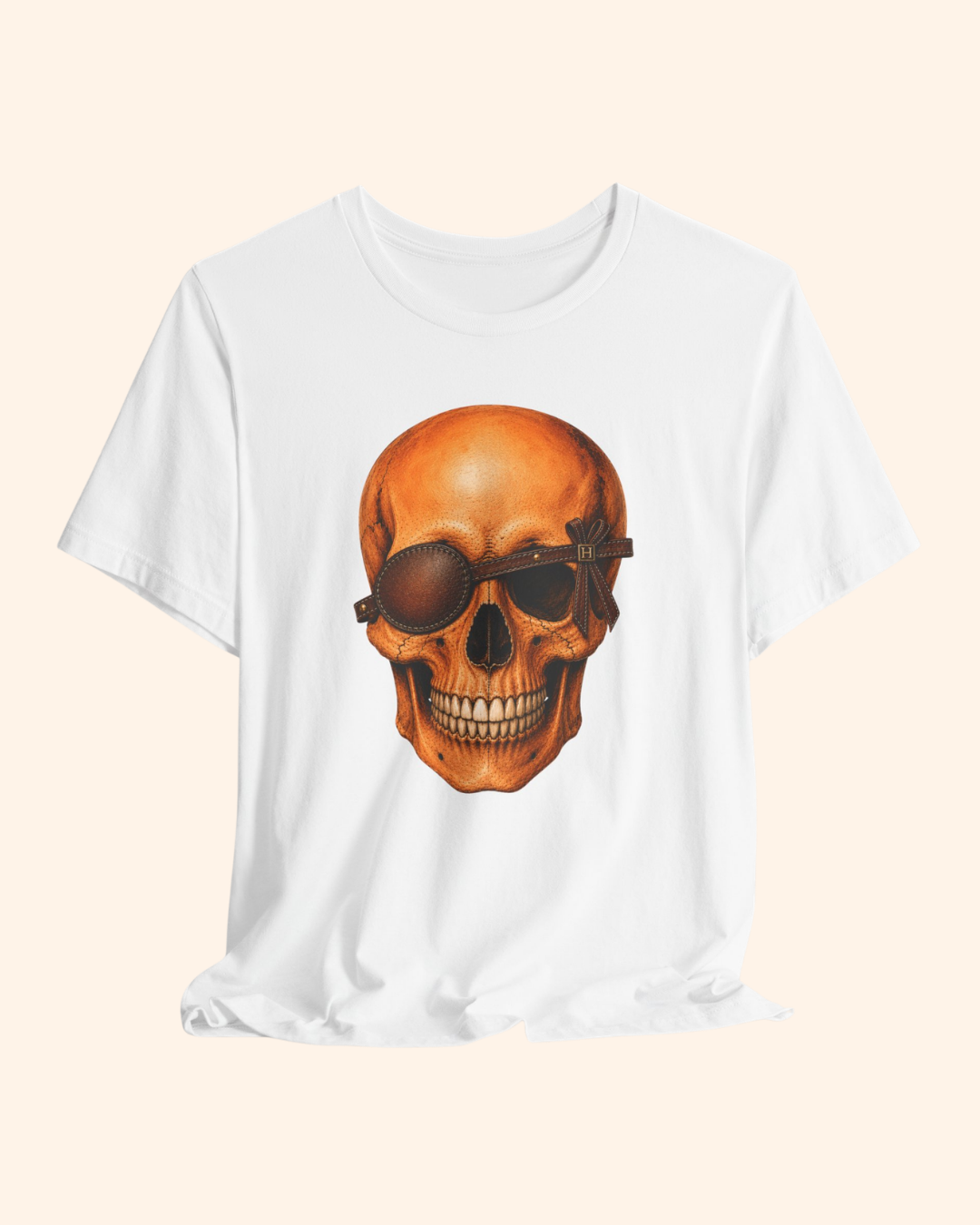 Second Look fashion skull graphic tee with eyepatch and bow