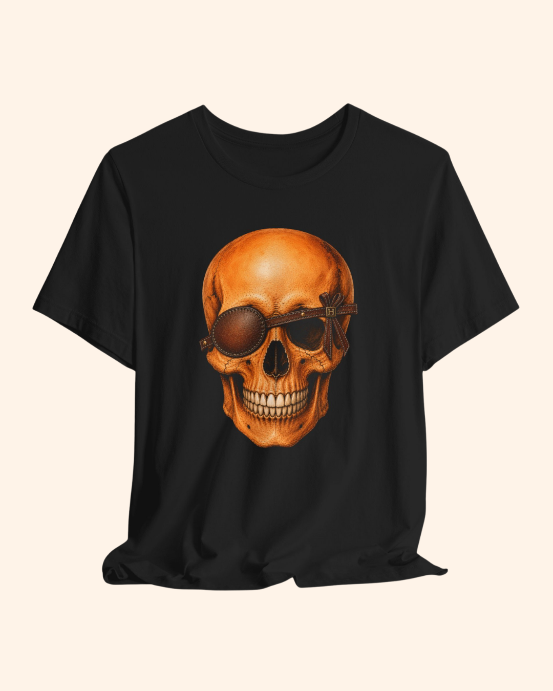 Second Look fashion skull graphic tee with eyepatch and bow
