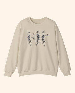 Sand dancing skeletons crewneck sweatshirt front product mockup