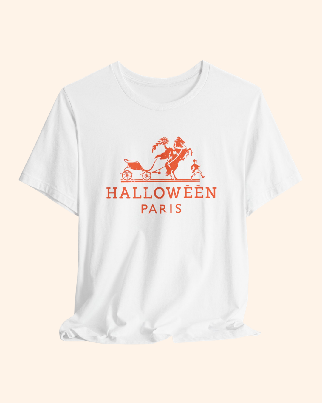 White Midnight in Paris graphic tee with vintage horse-drawn carriage illustration