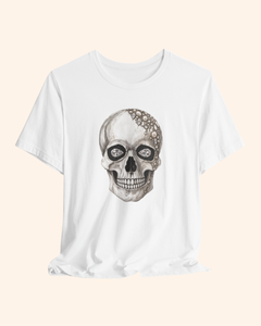 White Shine Bright jeweled skull graphic tee front product mockup