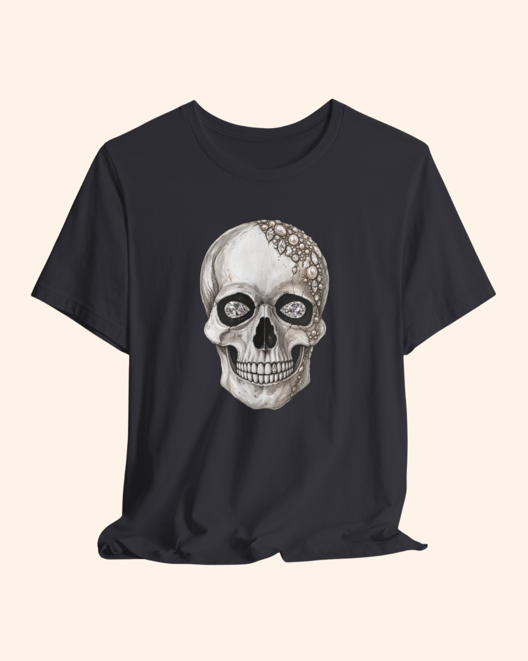 Dark Grey Shine Bright jeweled skull graphic tee front product mockup