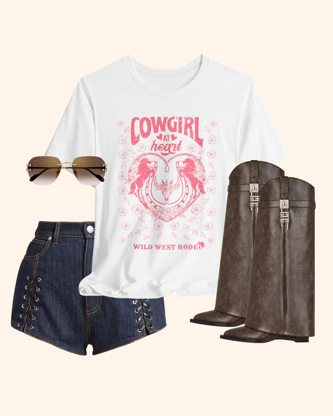 Cowgirl at Heart Tee, Pink Western Graphic T-Shirt