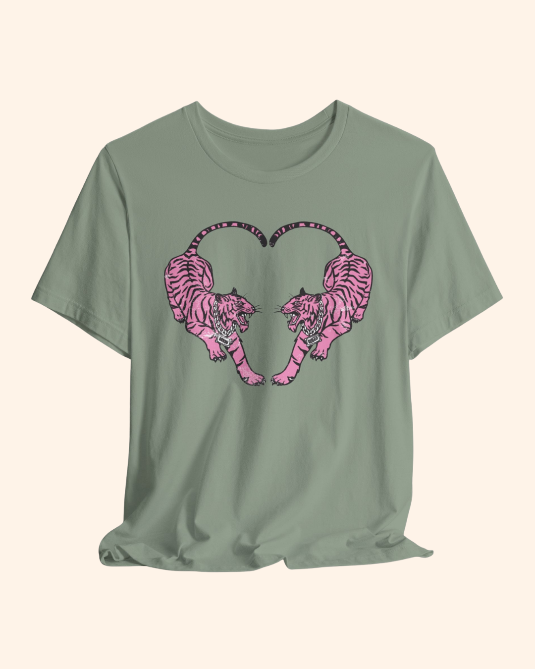 Roaring Love Graphic Tee - Pink Tiger Heart T-Shirt