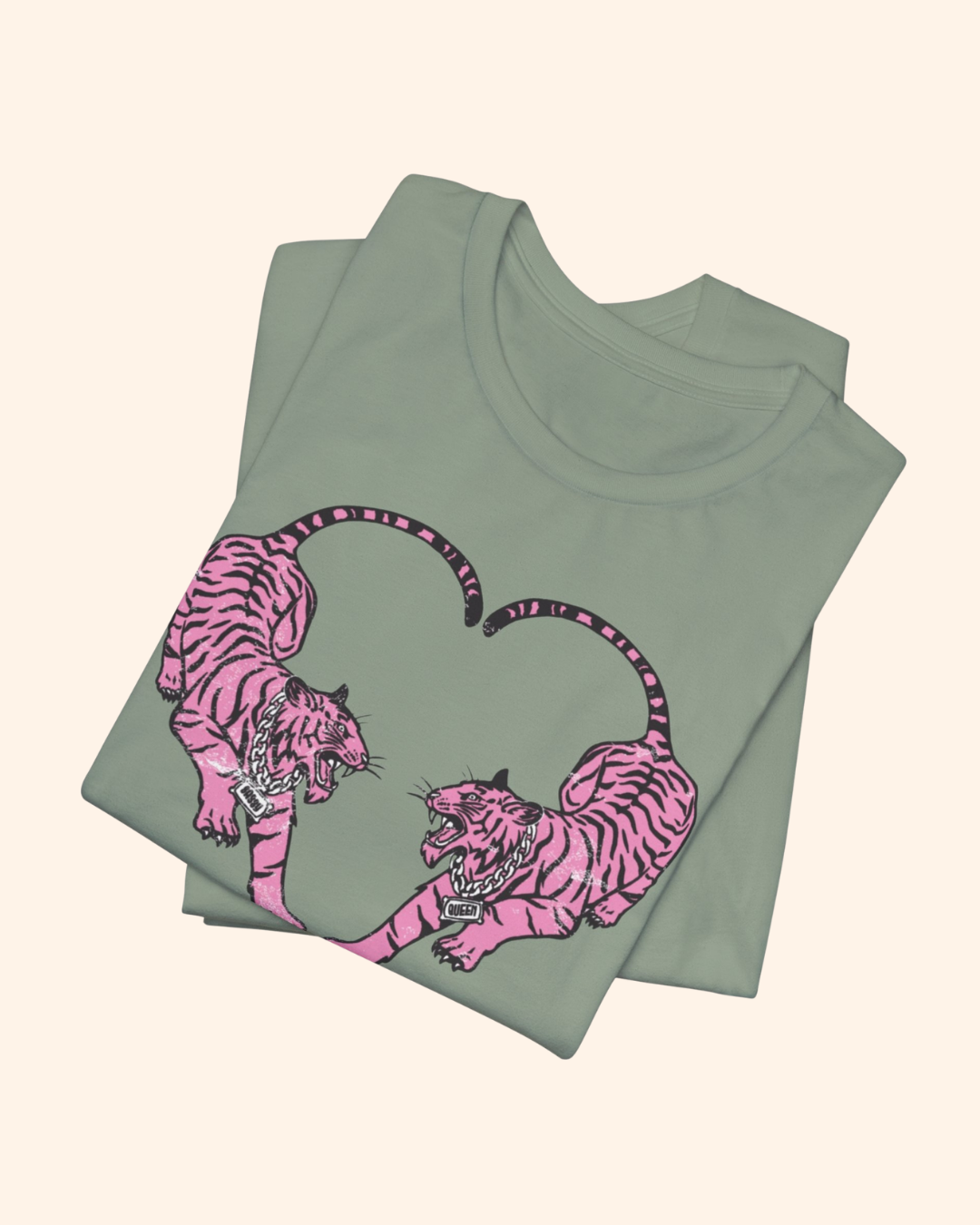 Roaring Love Graphic Tee - Pink Tiger Heart T-Shirt