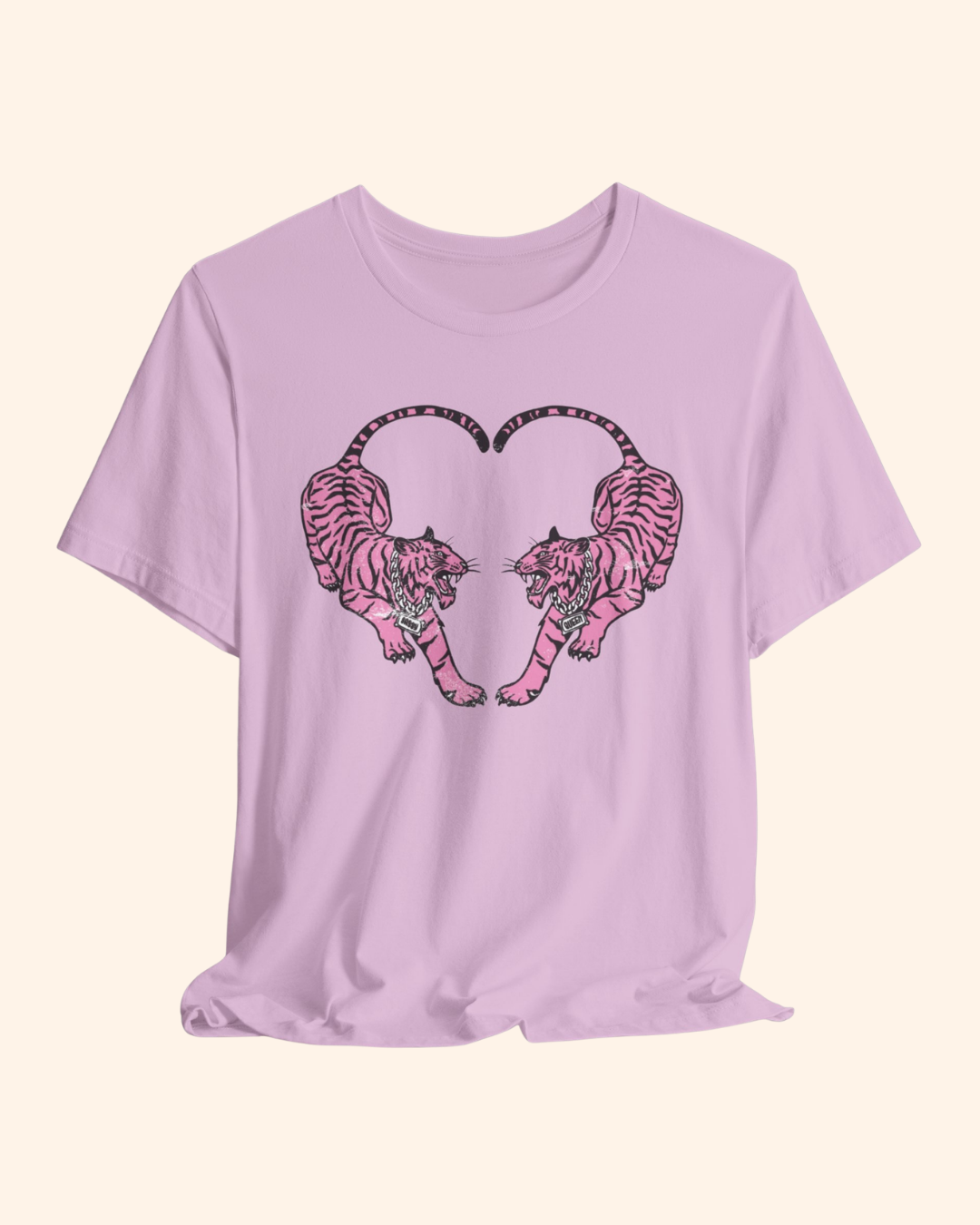 Roaring Love Graphic Tee - Pink Tiger Heart T-Shirt