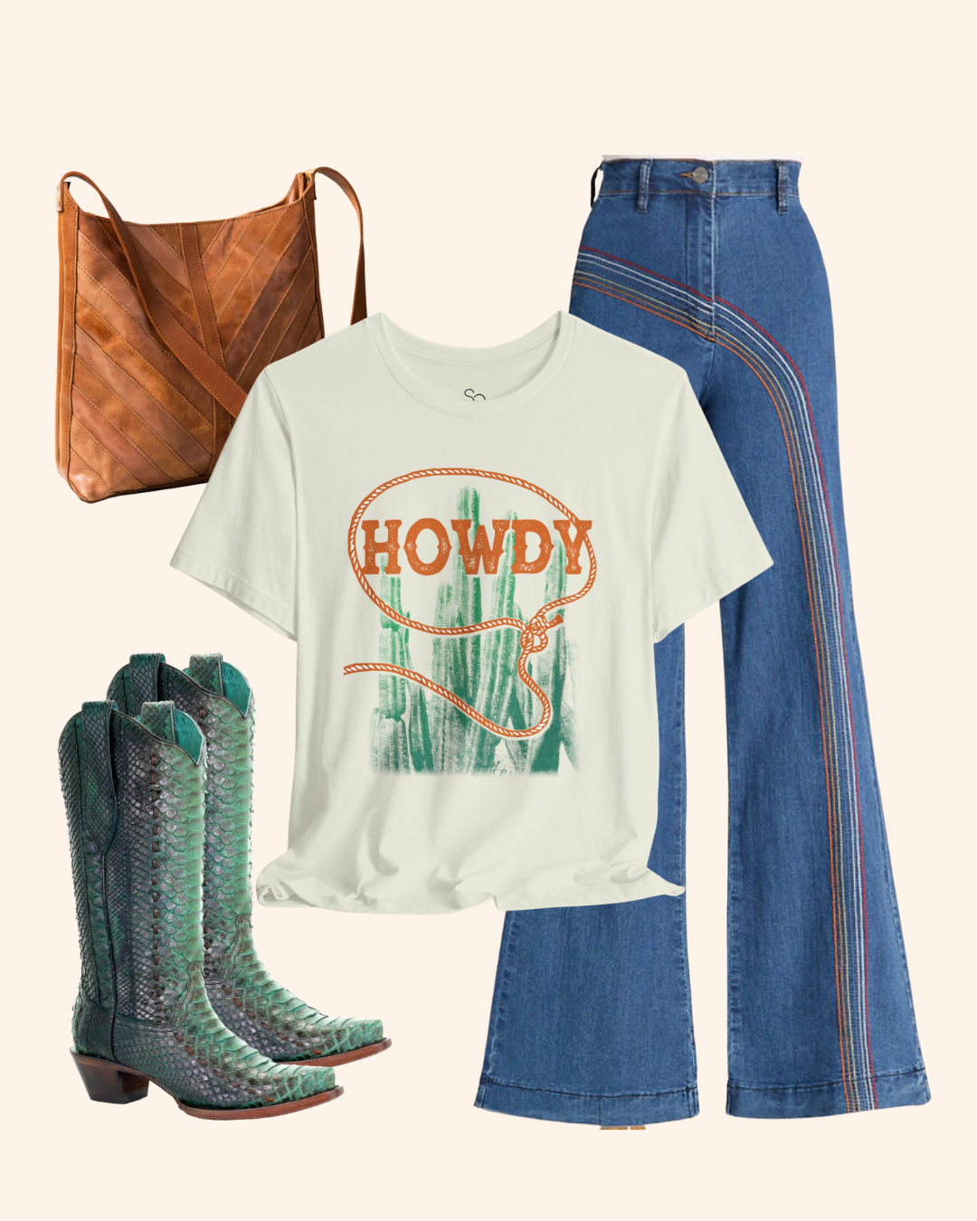Howdy Cowboy Graphic T-Shirt, Cactus Boho Tee