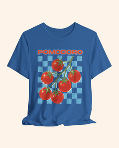 Pomodoro tomato and blue checkerboard graphic T-shirt, product image 5