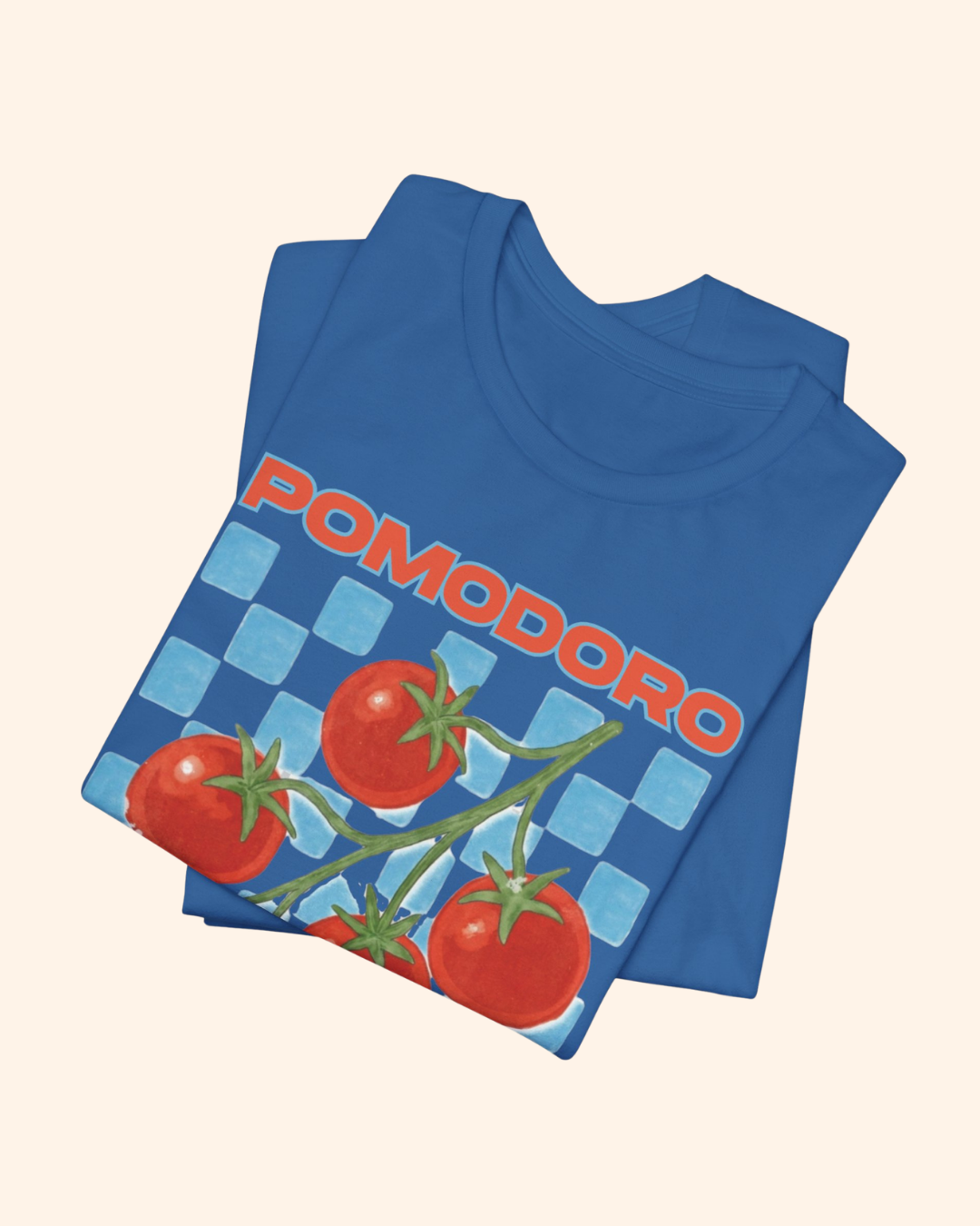 Pomodoro tomato and blue checkerboard graphic T-shirt, product image 6