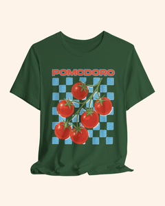 Pomodoro tomato and blue checkerboard graphic T-shirt, product image 2