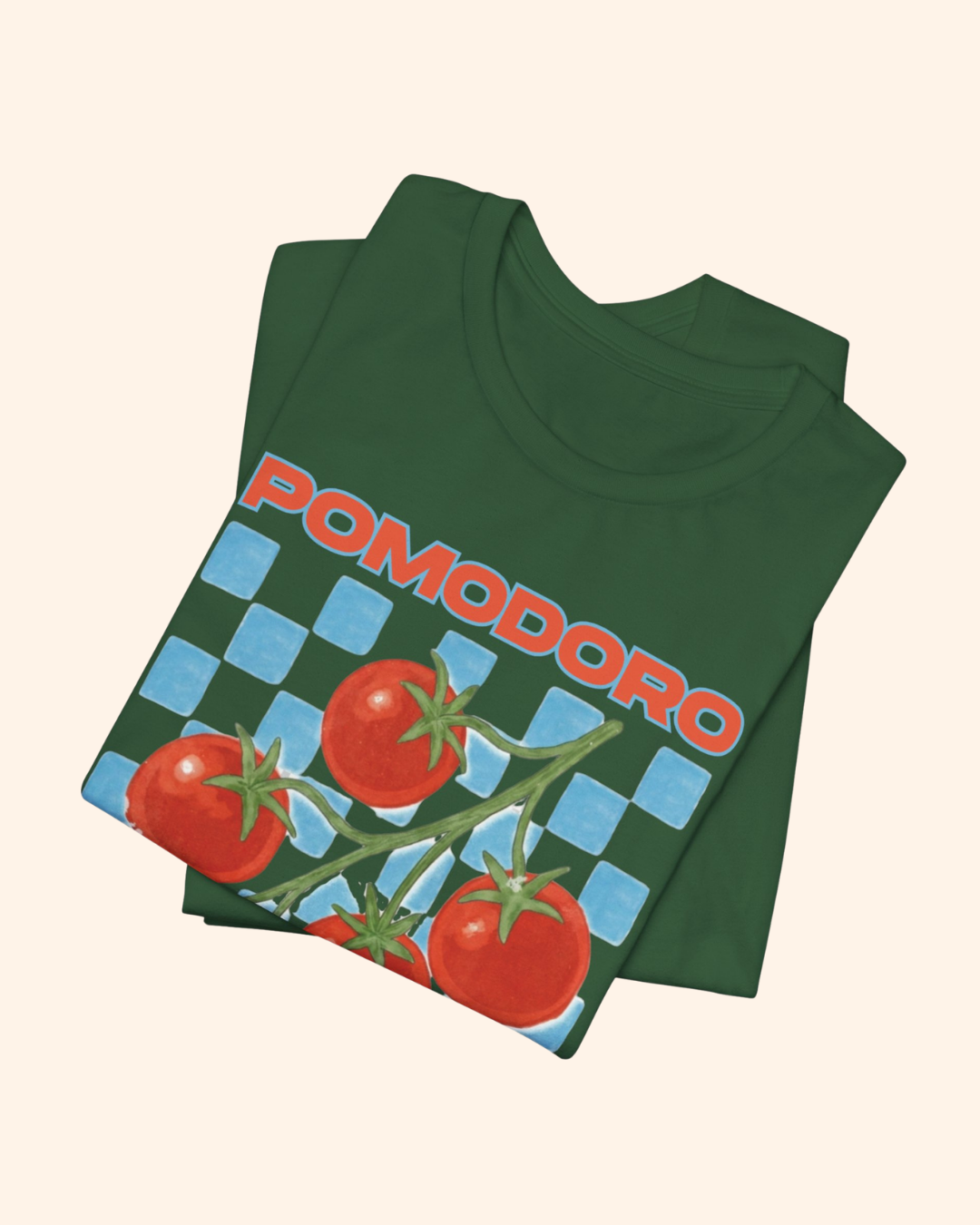 Pomodoro tomato and blue checkerboard graphic T-shirt, product image 7