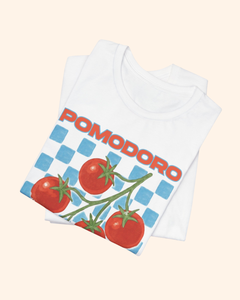 Pomodoro tomato and blue checkerboard graphic T-shirt, product image 3
