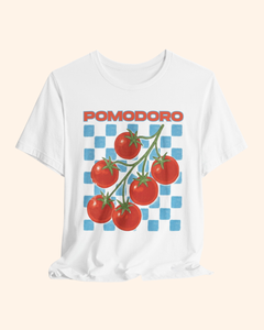 Pomodoro tomato and blue checkerboard graphic T-shirt, product image 8