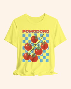 Pomodoro tomato and blue checkerboard graphic T-shirt, product image 4