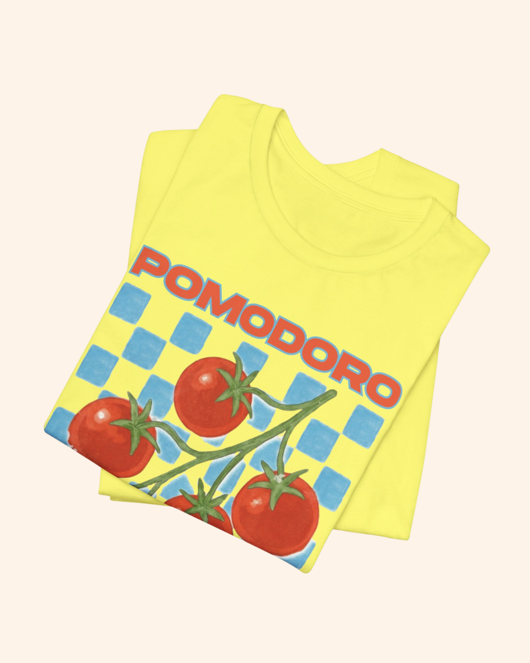 Pomodoro tomato and blue checkerboard graphic T-shirt, product image 9