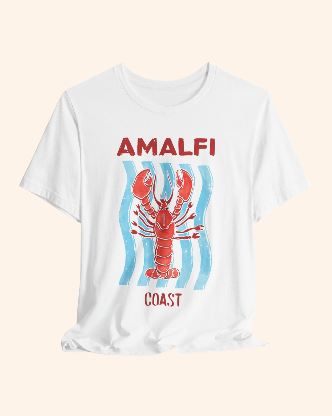 Amalfi Coast lobster and coastal wave graphic T-shirt, product image 5