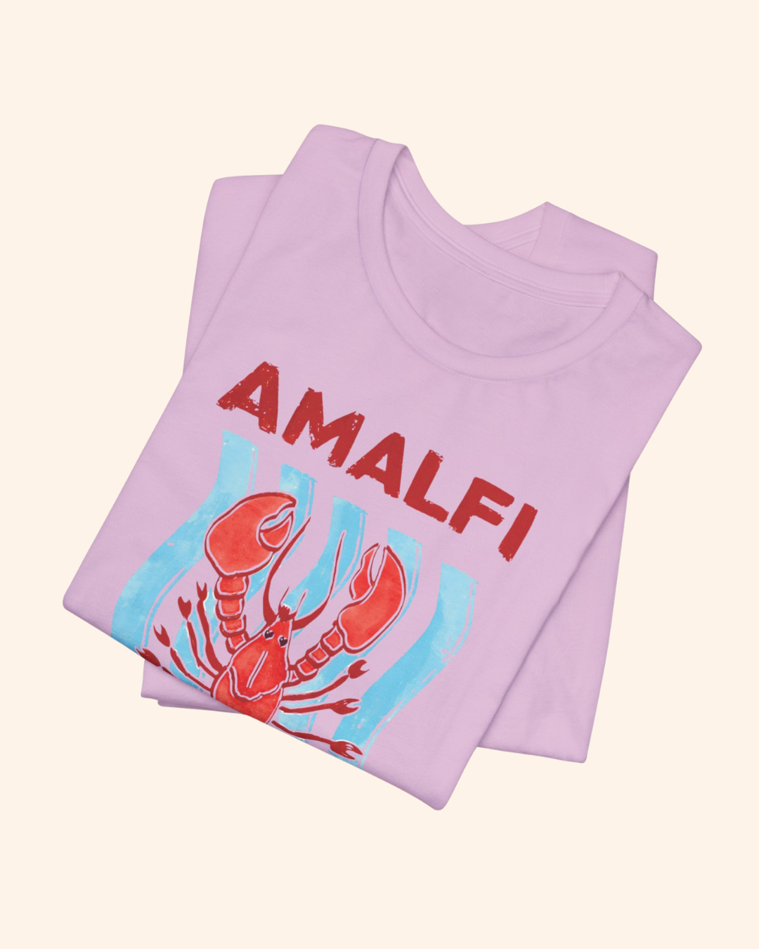 Amalfi Coast lobster and coastal wave graphic T-shirt, product image 3