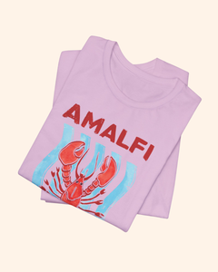 Amalfi Coast lobster and coastal wave graphic T-shirt, product image 3