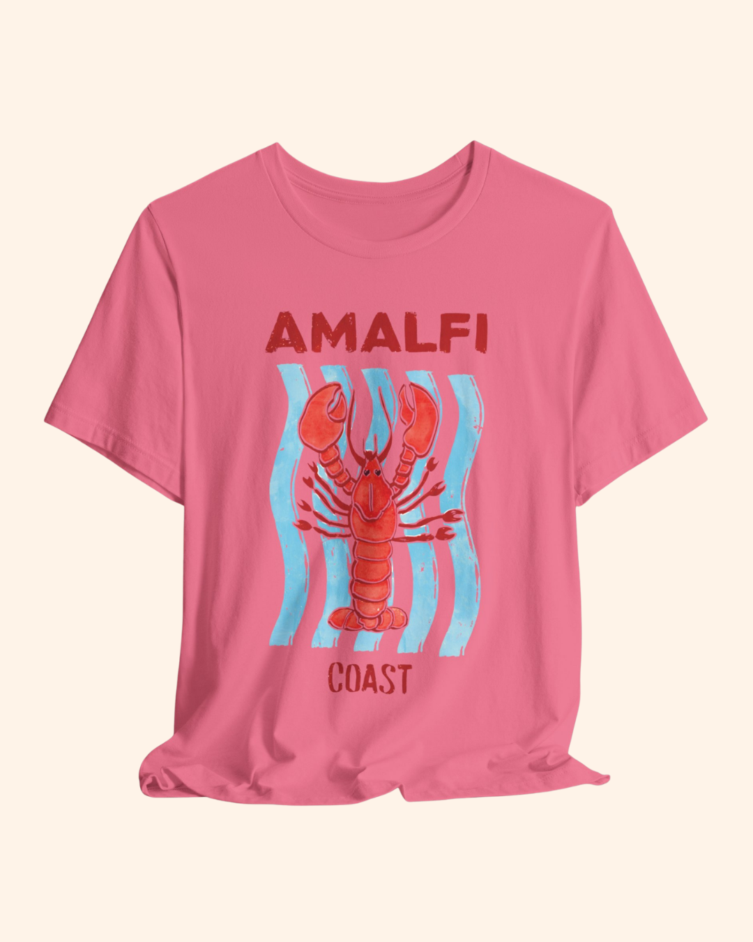 Amalfi Coast lobster and coastal wave graphic T-shirt, product image 4