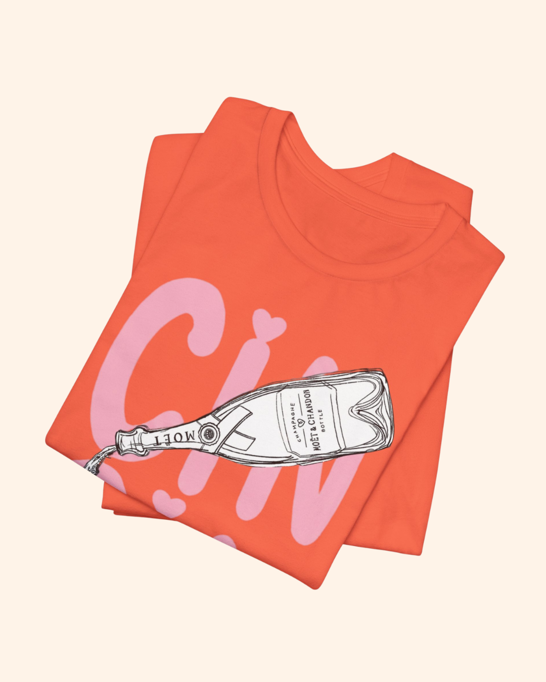 Cin Cin champagne bottle and flute graphic T-shirt, product image 6