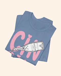 Cin Cin champagne bottle and flute graphic T-shirt, product image 3