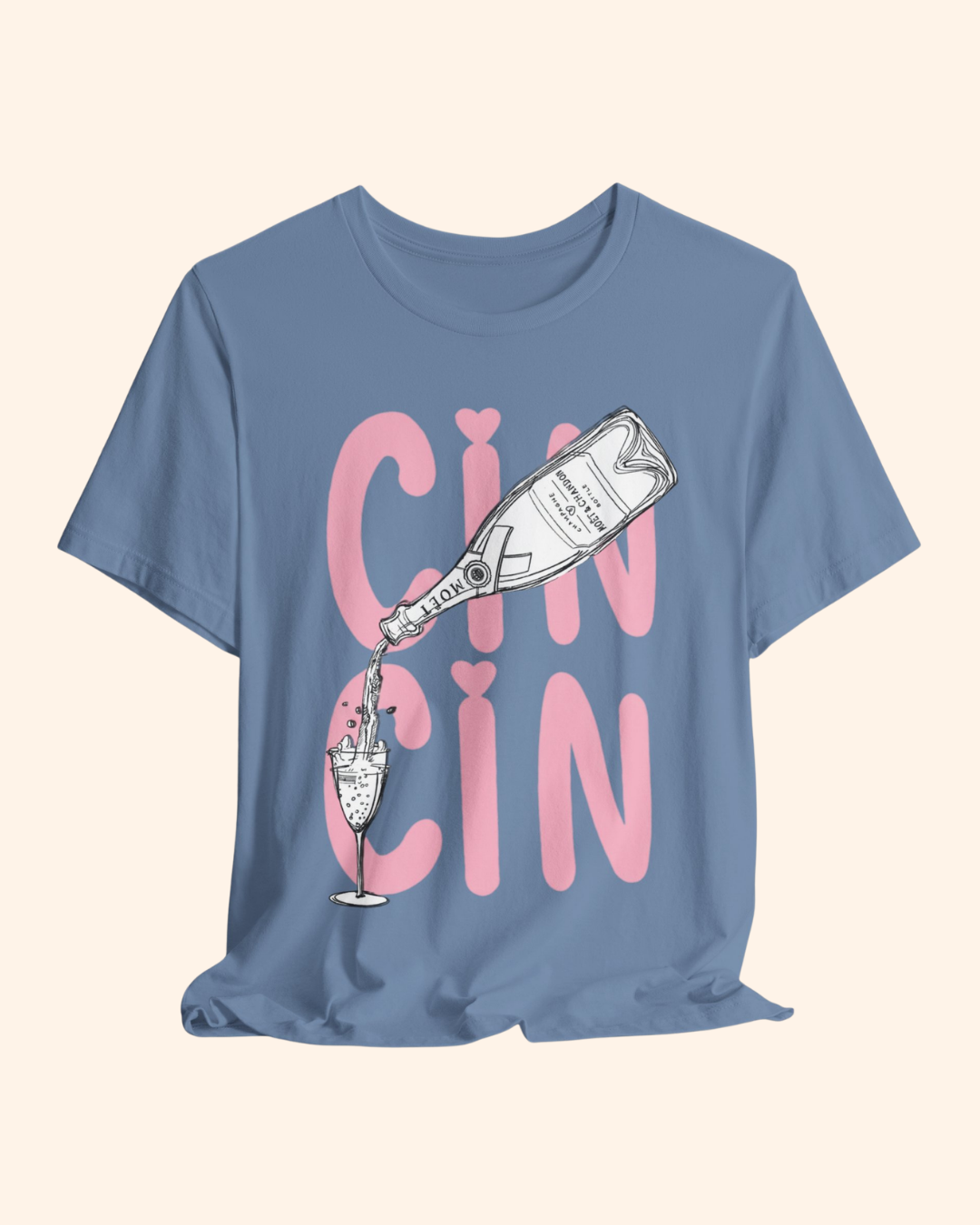 Cin Cin champagne bottle and flute graphic T-shirt, product image 8