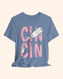 Cin Cin champagne bottle and flute graphic T-shirt, product image 8