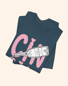 Cin Cin champagne bottle and flute graphic T-shirt, product image 4