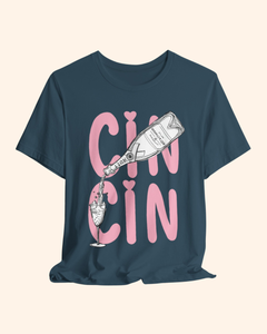 Cin Cin champagne bottle and flute graphic T-shirt, product image 9