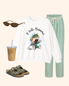 I Hate Mornings Graphic Crewneck Sweatshirt crewneck sweatshirt product image 1