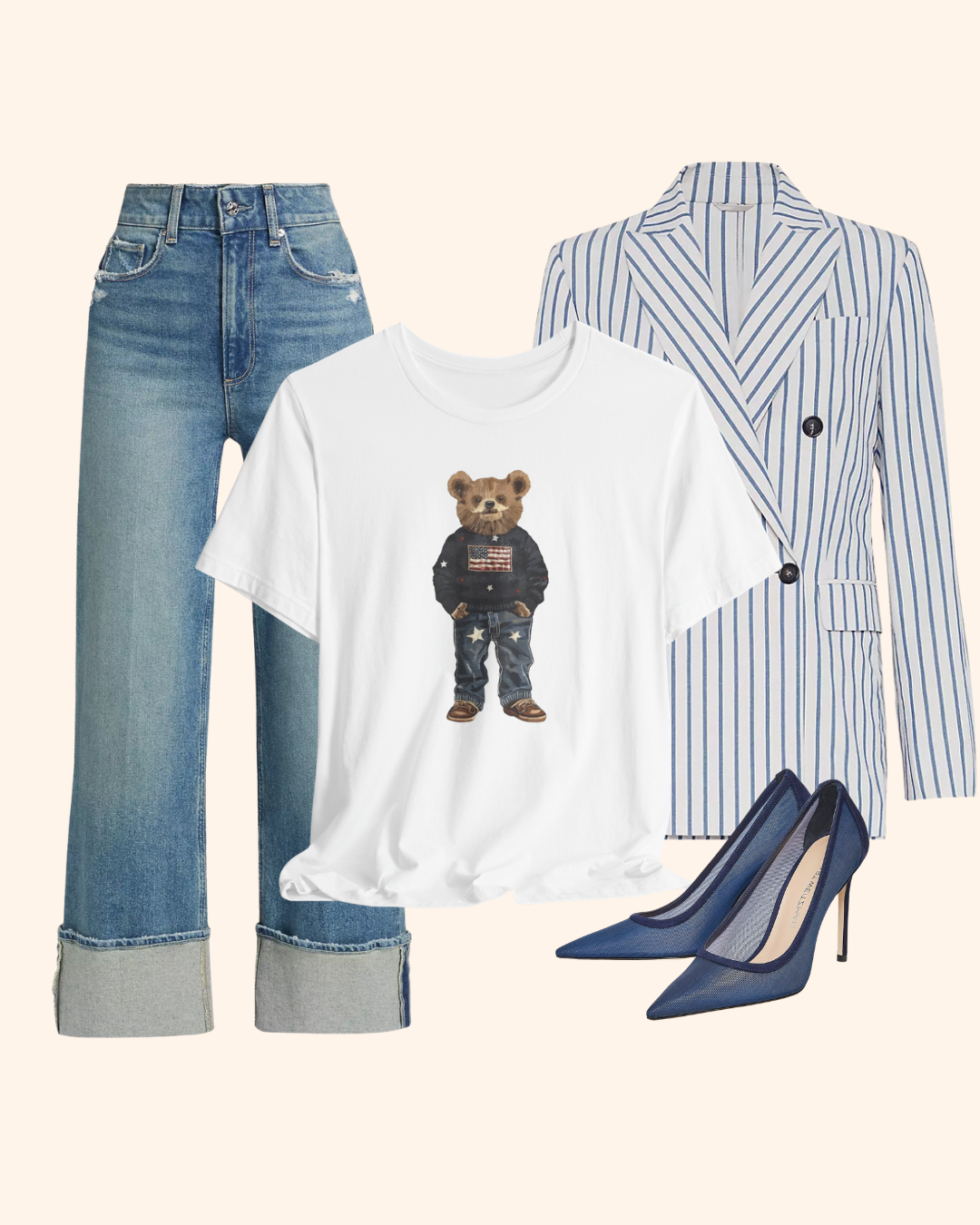 Patriotic Teddy Bear Graphic T-Shirt unisex t-shirt product image 1