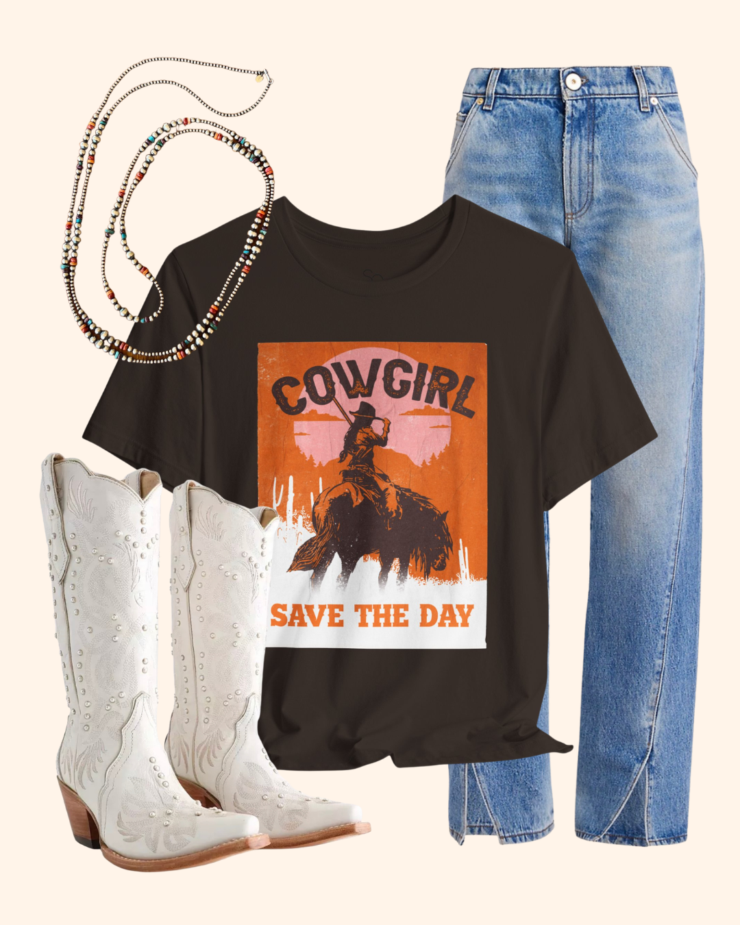 Cowgirl Save the Day Graphic T-Shirt unisex t-shirt product image 1