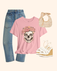 Flower Girl Floral Skull Graphic T-Shirt unisex t-shirt product image 1