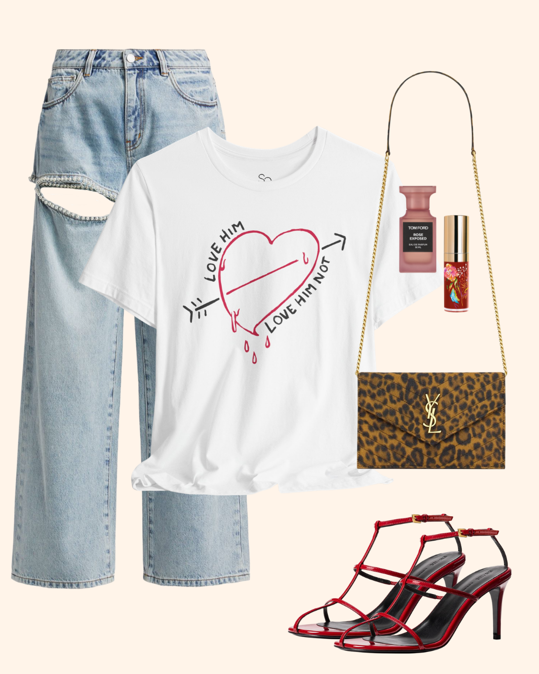 Love Him, Love Him Not Heart Graphic T-Shirt unisex t-shirt product image 1