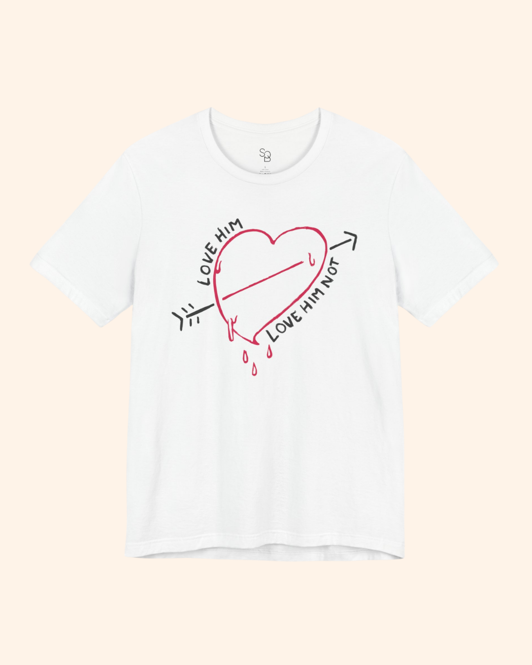 Love Him, Love Him Not Heart Graphic T-Shirt unisex t-shirt product image 5