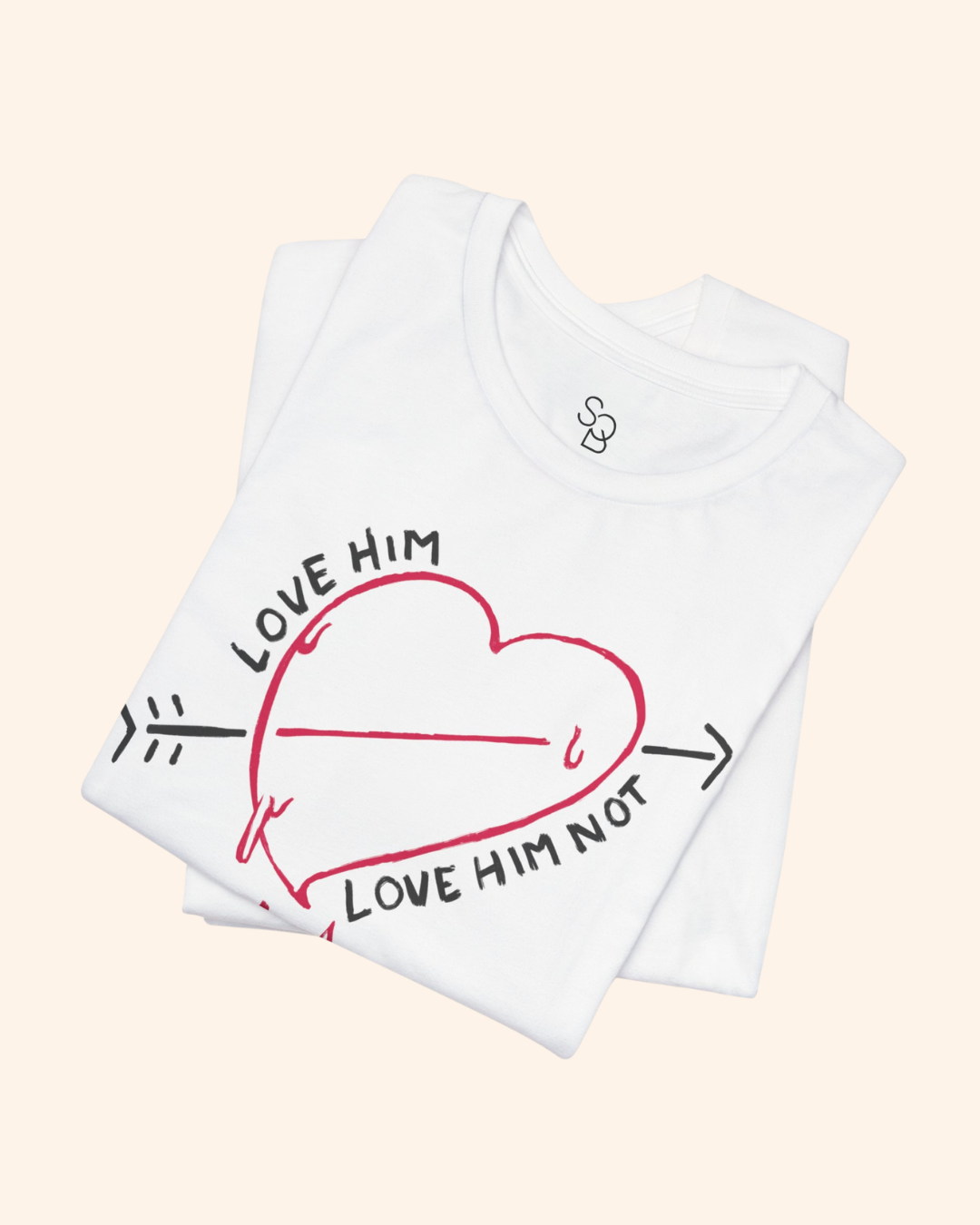 Love Him, Love Him Not Heart Graphic T-Shirt unisex t-shirt product image 6