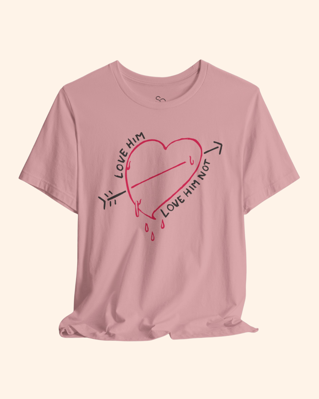 Love Him, Love Him Not Heart Graphic T-Shirt unisex t-shirt product image 4