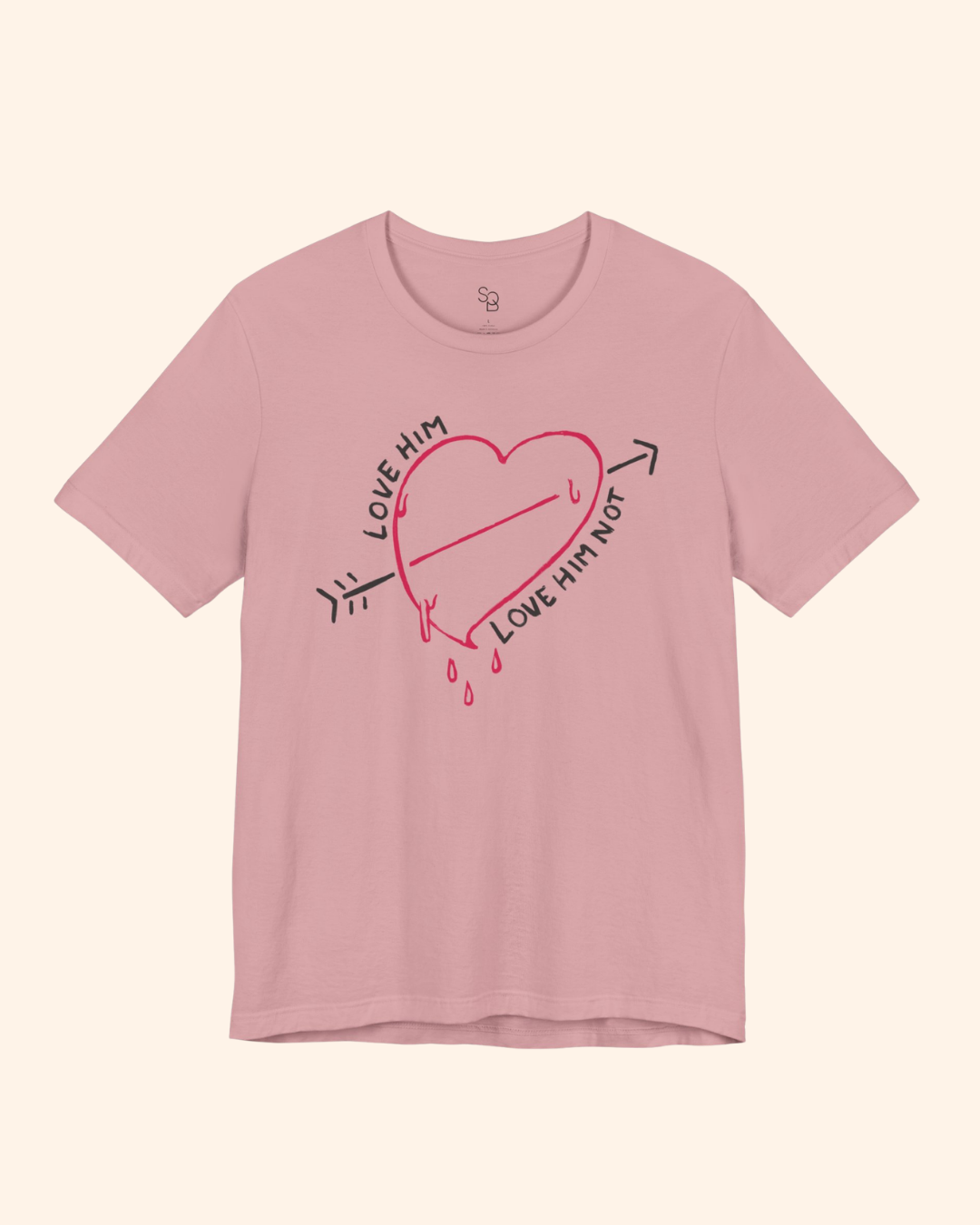 Love Him, Love Him Not Heart Graphic T-Shirt unisex t-shirt product image 12