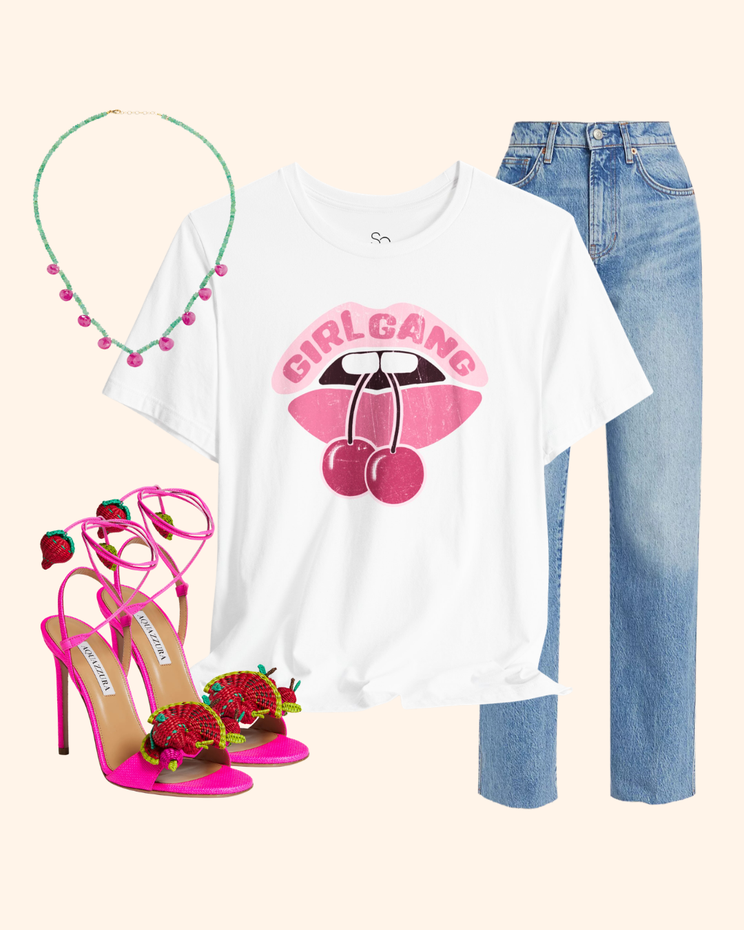 Girl Gang Cherry Lips Graphic T-Shirt unisex t-shirt product image 1