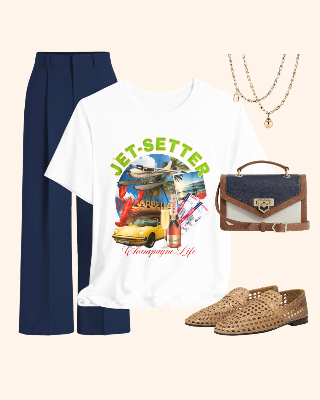 Jet-Setter Champagne Graphic T-Shirt unisex t-shirt product image 1