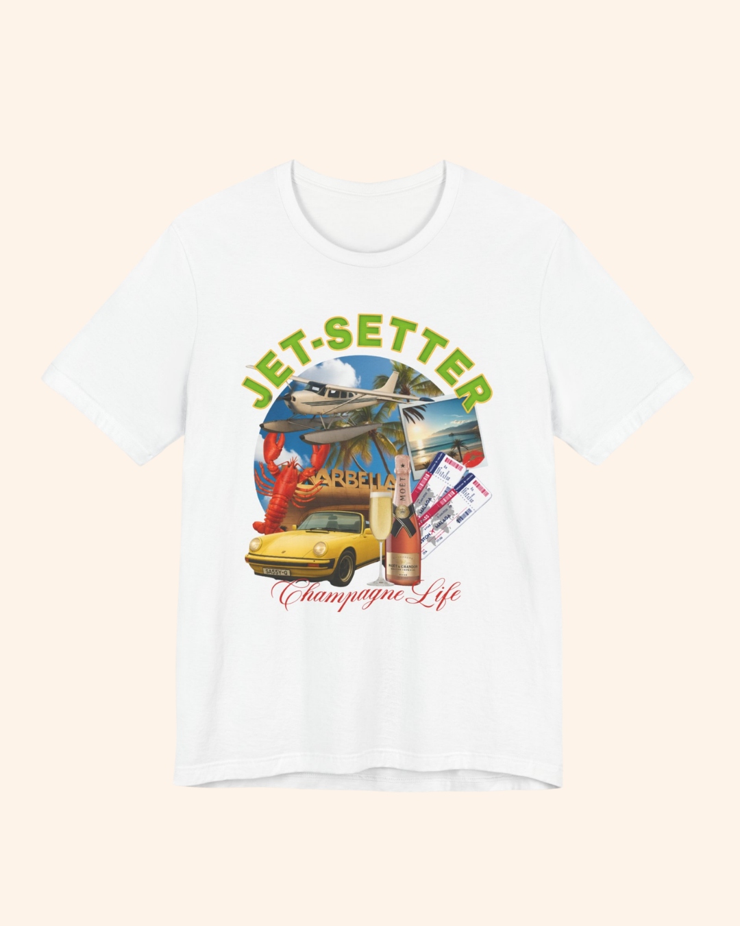 Jet-Setter Champagne Graphic T-Shirt unisex t-shirt product image 7
