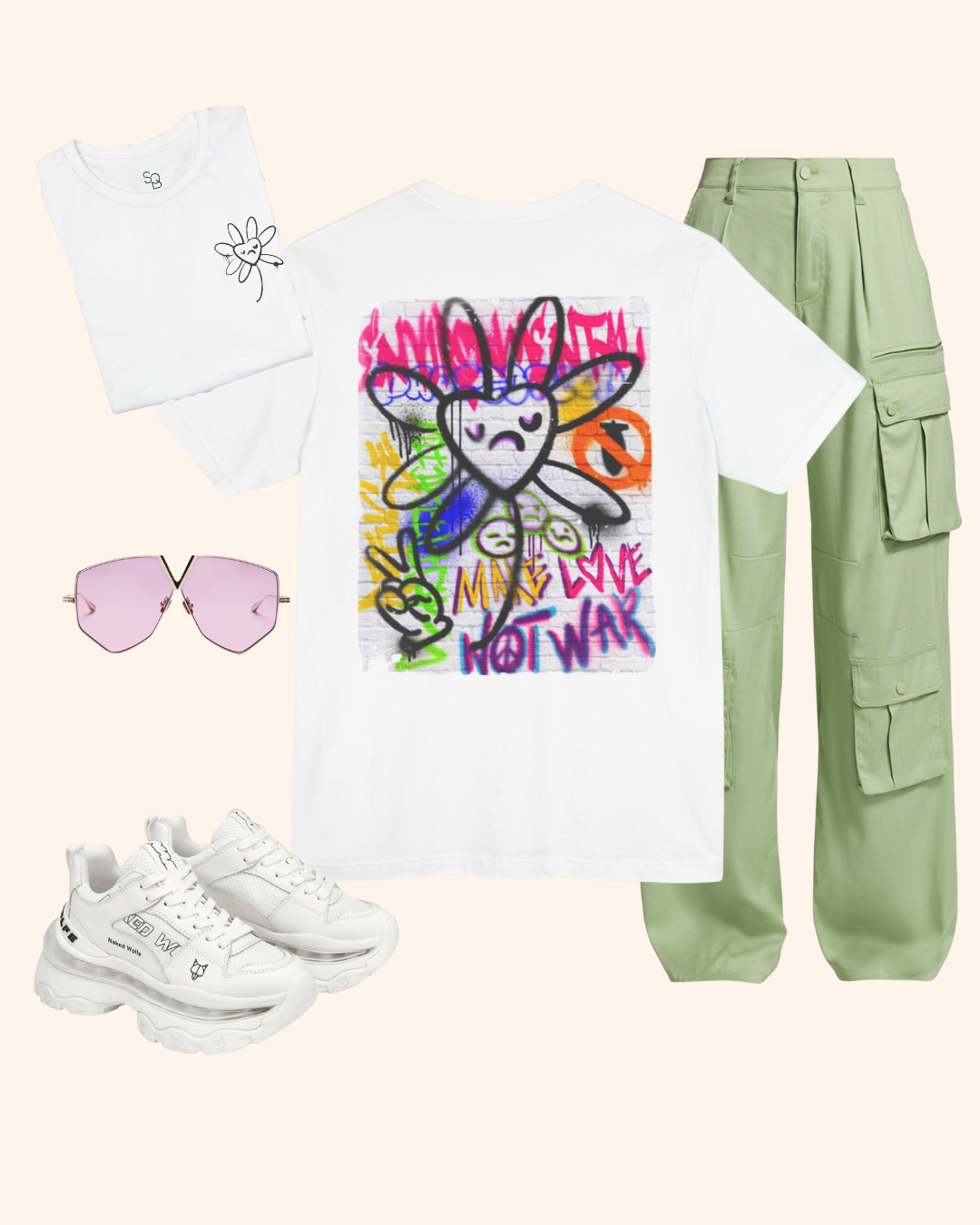 Peace and Love Graffiti Graphic T-Shirt unisex t-shirt product image 1