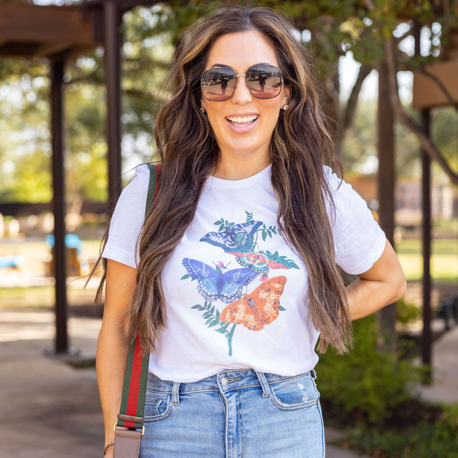 Butterfly Kisses Graphic Tee Shirt ( Vintage Feel )