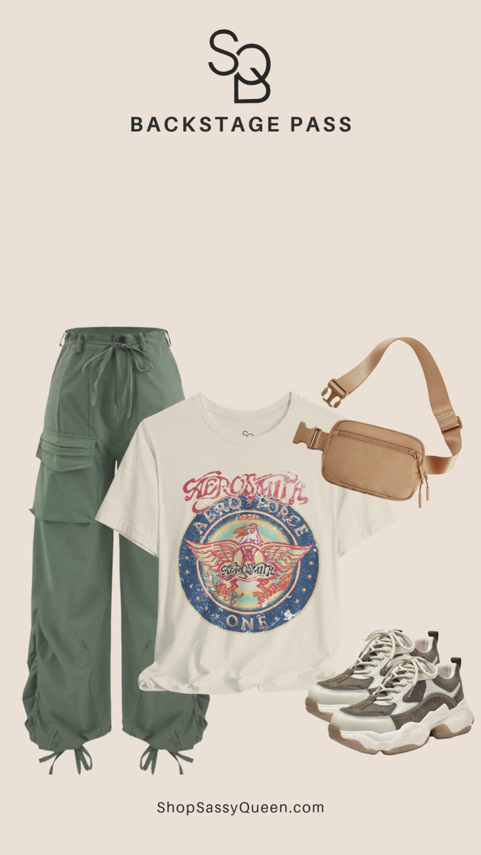 flat lay off white retro rock band style t shirt on white background