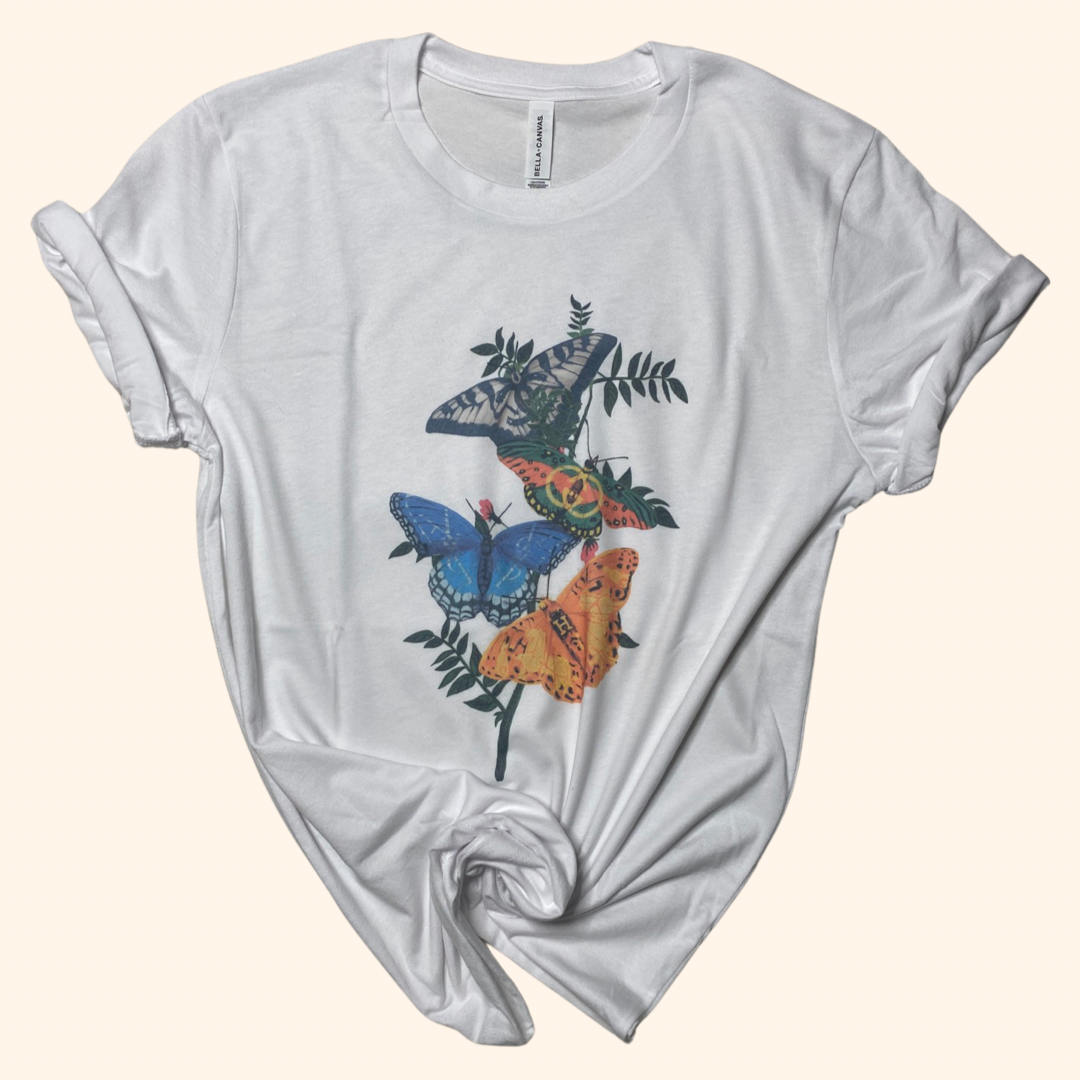 Butterfly Kisses Graphic Tee Shirt ( Vintage Feel )